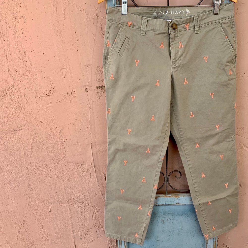 Old Navy Green Lobster Print Trousers 8 Regular